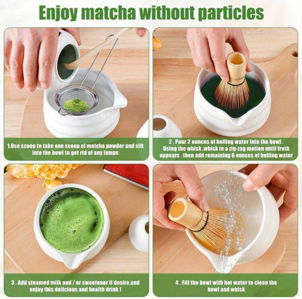 Set de herramientas de matcha, set de 1/4 piezas de bol de matcha con estante para herramientas, que es un regalo perfecto para tus amigos o familiares, con un bol de matcha en forma de pico de águila que no es fácil de derramar.