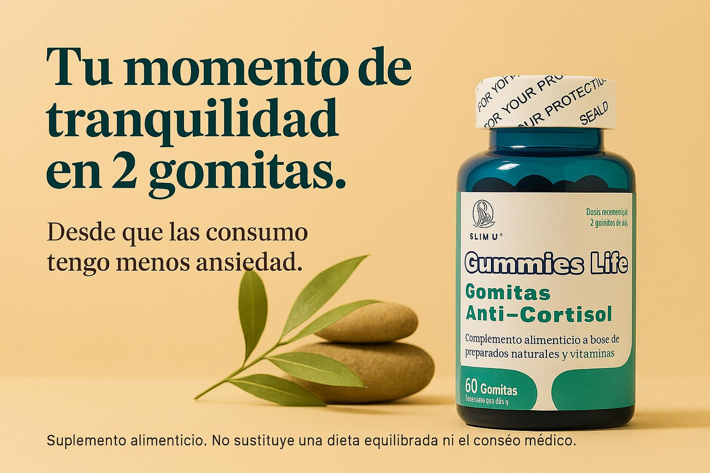 SlimU Gomitas Anti-Cortisol Ashwagandha - 60 Gummies